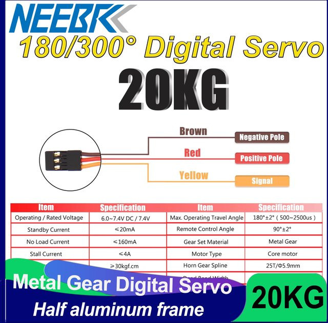 DSPOWER Digital Servo, Metallgetriebe, 20KG - Bild 1