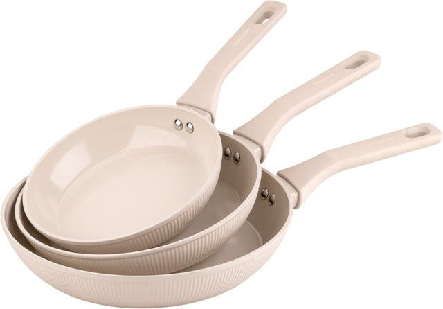 Fackelmann Pamela Reif Bratpfannen-Set, 3-teilig, Keramikbeschichtung, Beige - Bild 1