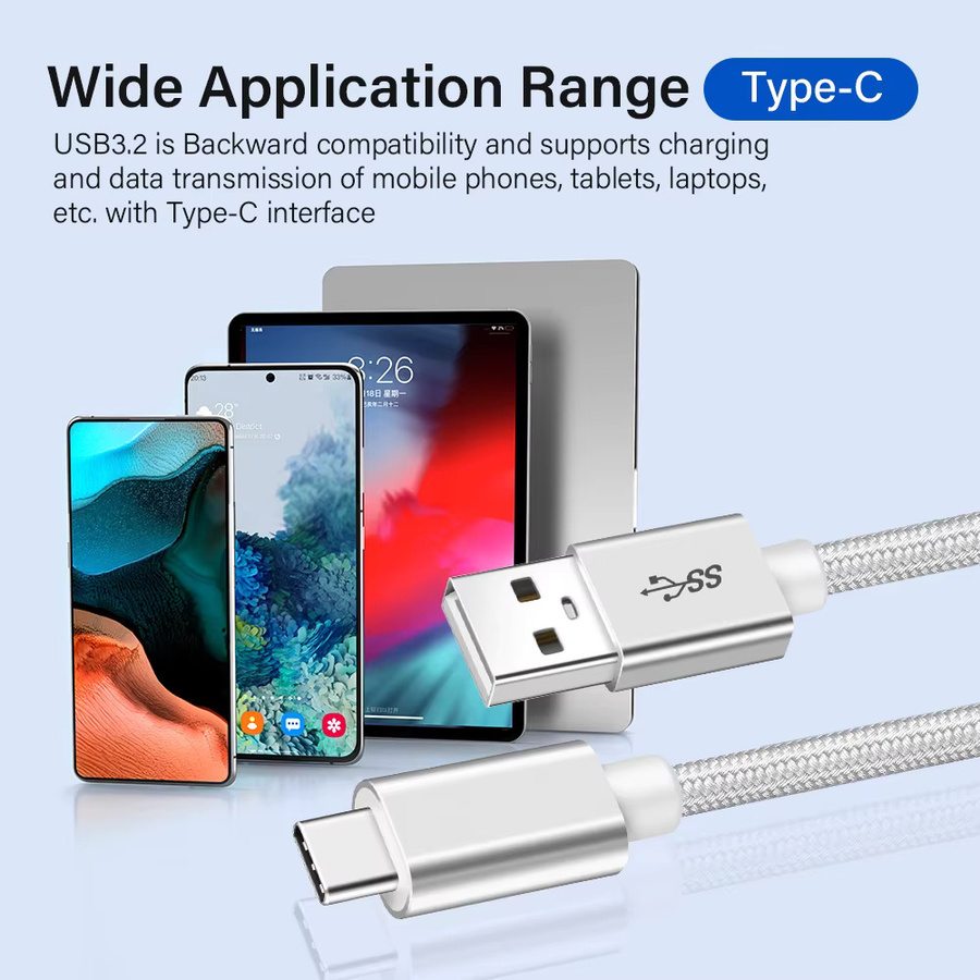 Nephy USB-A auf USB-C Schnellladekabel in Grau für iPhone 15 Pro Max, Samsung, Xiaomi und MacBook - Bild 3