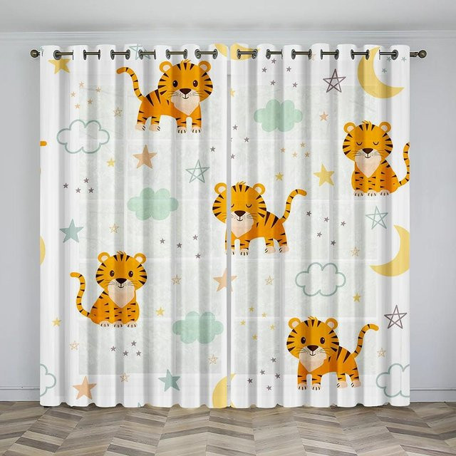 Verdunkelndes Heimvorhang mit Honigbiene und Wabenmuster von Yiran Furniture, Farbe Weiß, Breite: 55 cm, Höhe: 120 cm - Bild 1