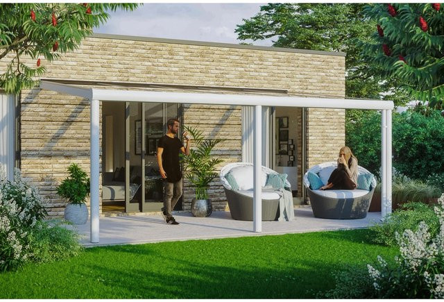 Skan Holz Terrassenüberdachung Garda aus Aluminium in Weiß mit Polycarbonat-Dach, B/T/H: 541 x 257 cm - Bild 1