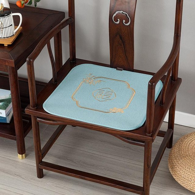 Yiran Furniture Sitzkissen im chinesischen Stil mit Rückenlehne, quadratisches Teestuhl-Lendenkissen aus Polyester, B/B/H: 45 x 45 x 5 cm - Bild 1