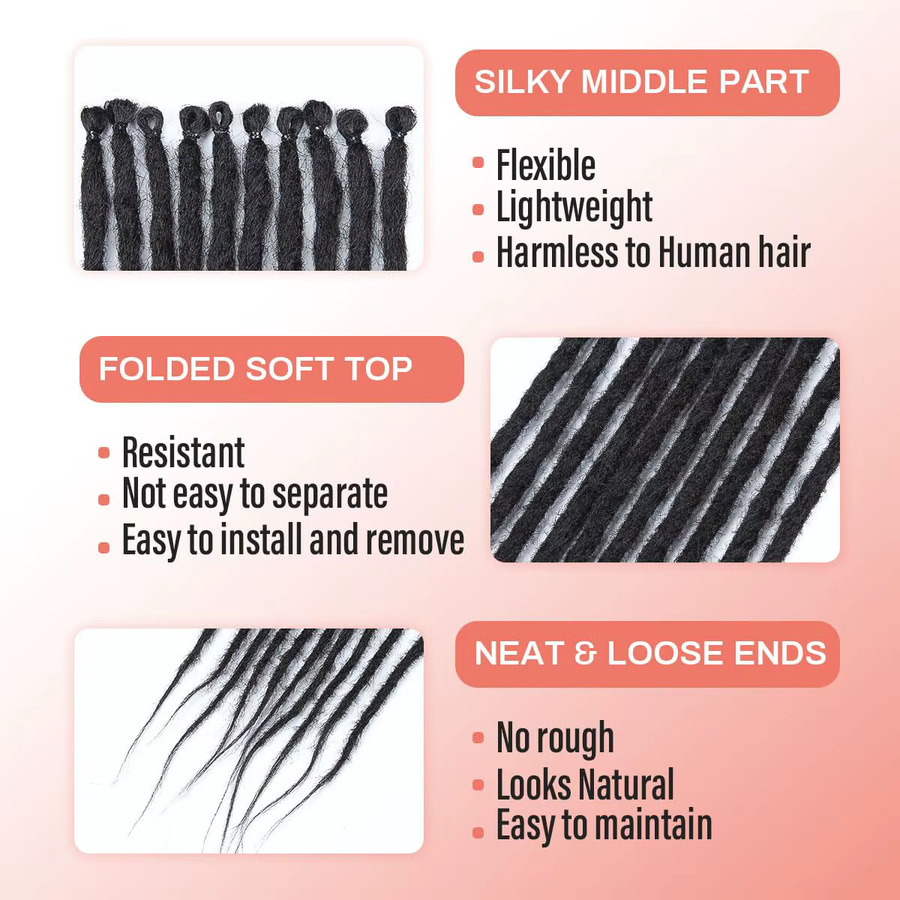 DinDong Dreadlock-Verlängerungen, Synthetisch, Ombre, 10 Stück, 24 Zoll - Bild 3