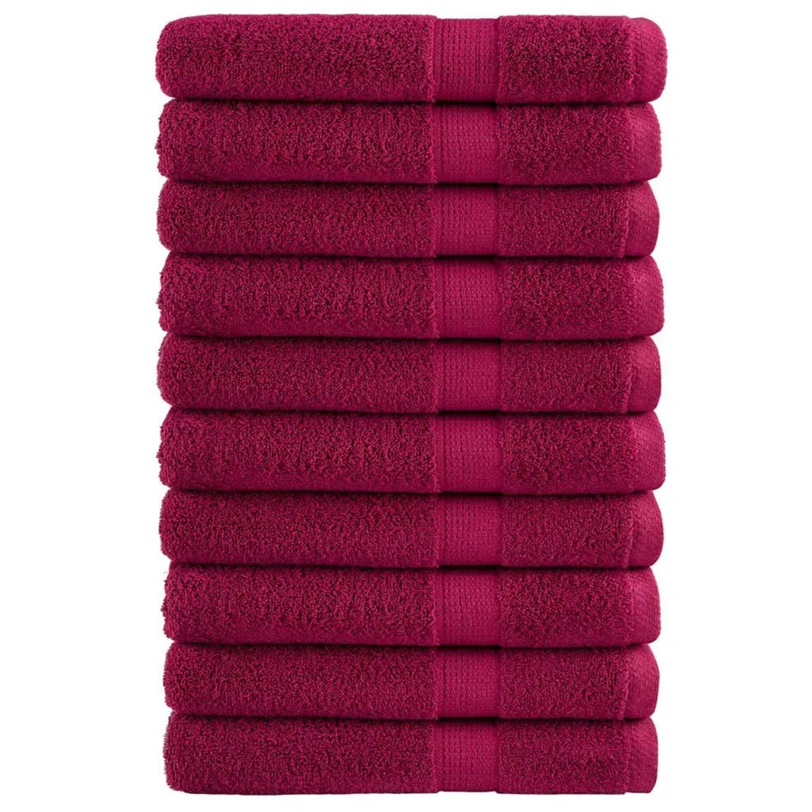 vidaXL Premium Handtuch-Set aus Baumwolle, 10 Stück, Bordeauxrot, 600 g/m2, Breite: 100 cm, Länge: 200 cm - Bild 2