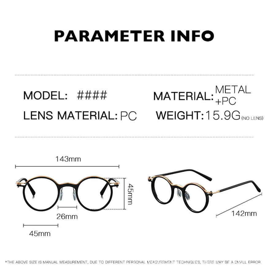 cs cojos Korrektionsbrille, rund, Vollrand, Metall, Unisex - Bild 2