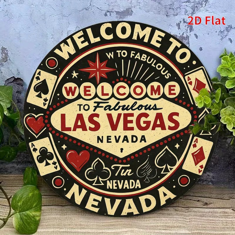 Potdemiel Welcome to Las Vegas Neonschild Metallwandkunst im Retro-Design, Rot und Schwarz - Bild 6