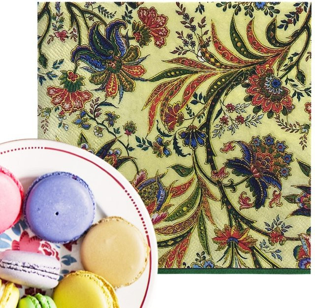 GUANYAO 20er Set Einweg Servietten im Boho-Stil, 2-lagige bunte Party-Servietten mit floralem Design, Durchmesser: 33 cm - Bild 1