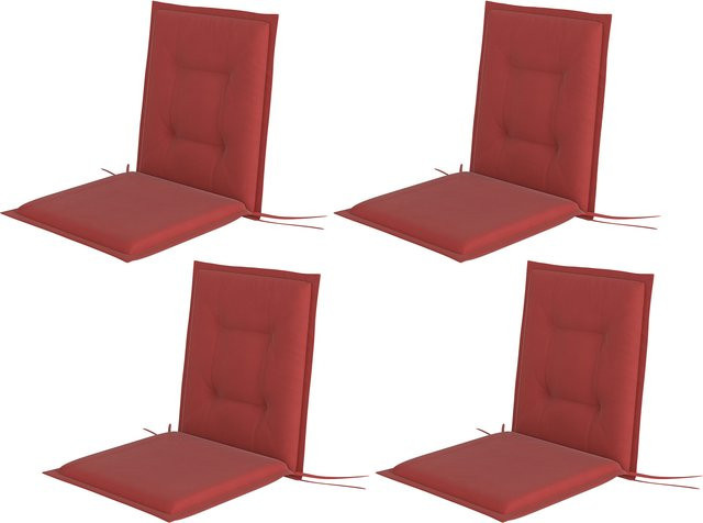 Outsunny 4er Set Sitzkissen Weinrot mit Bändern, UV-beständige und wasserabweisende Sitzauflage für Gartenmöbel und Essstühle, B/B/H: 108 x 50 x 5 cm - Bild 1