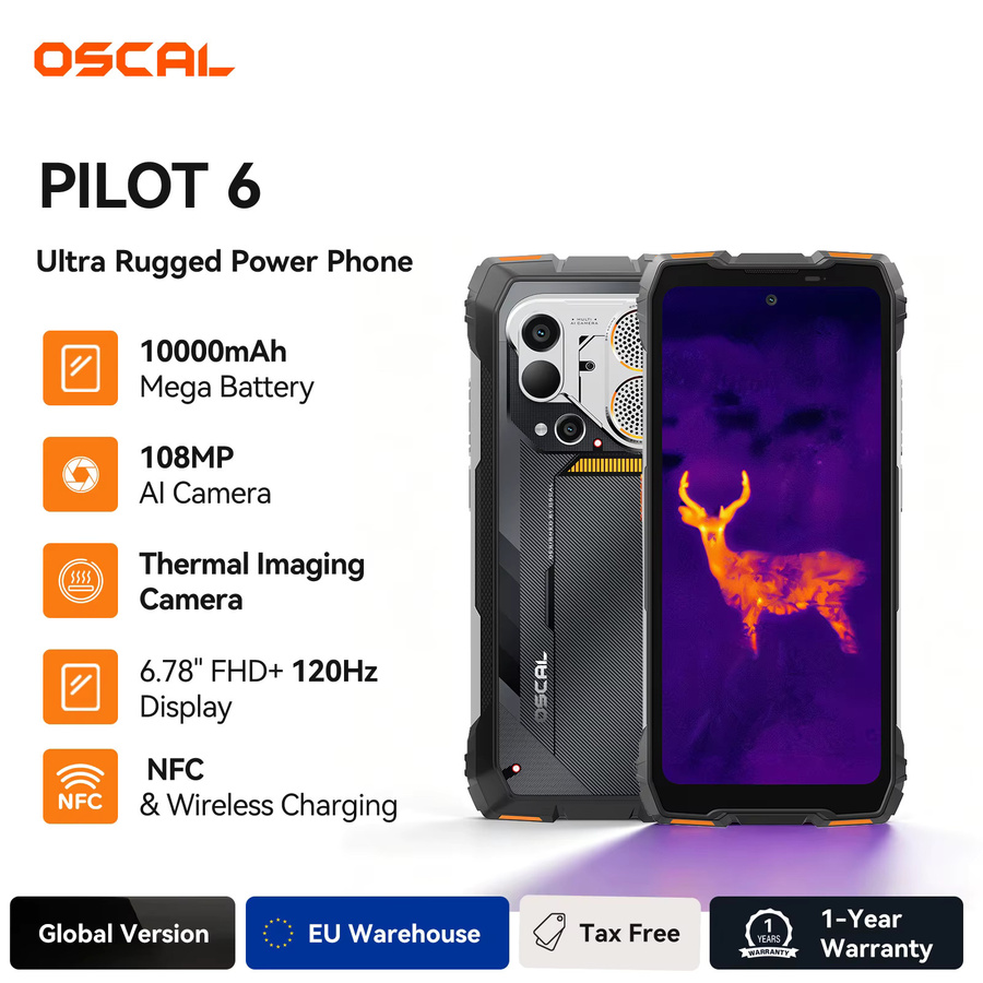 Blackview OSCAL PILOT 6 Robustes Wärmebild-Smartphone in Schwarz mit 256 GB Speicher, 12 GB RAM, 6,67 Zoll 2,4K-Display 120Hz und 10000mAh Akku, Dual-4G/LTE - Bild 2