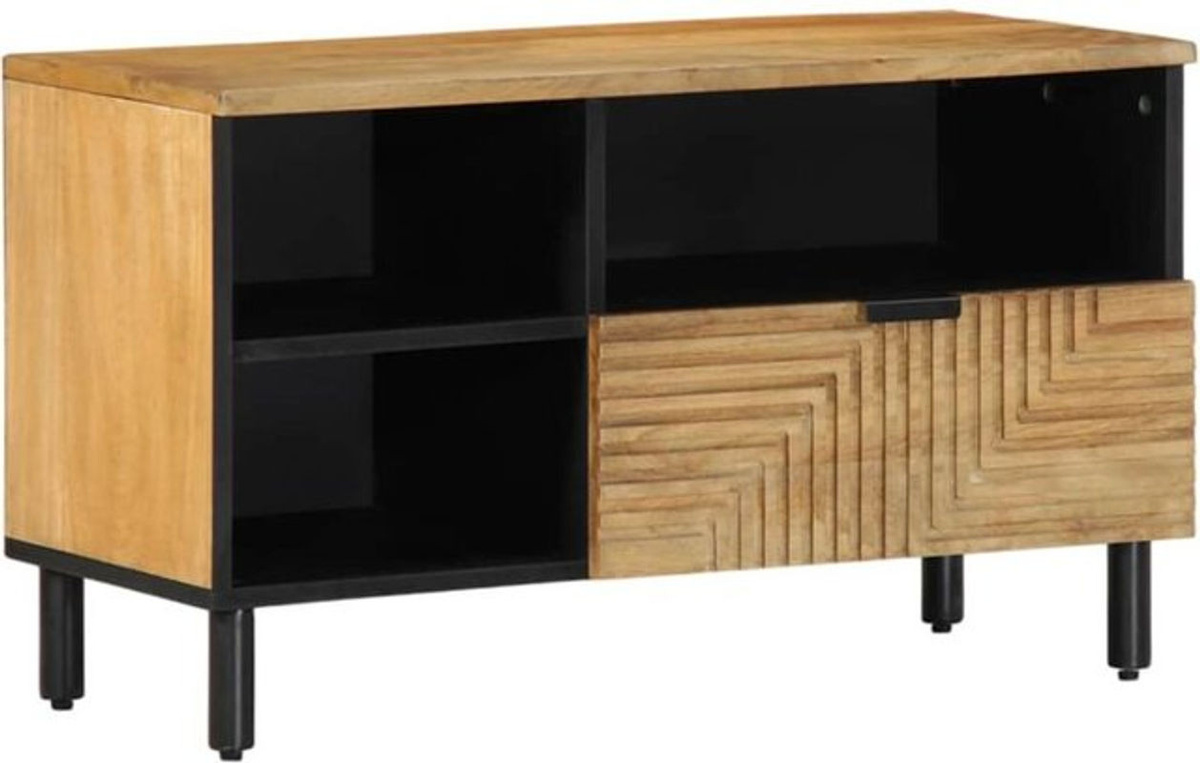 Vidaxl TV-Schrank aus Massivholz Mango in Braun im Industrial Design B/T/H: 80 x 33 x 46 cm - Bild 1