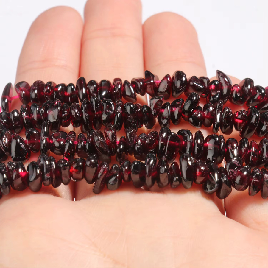 Perle, Amethyst-Chips, Naturstein, 5–8 mm, 40,6 cm, Schwarz, Unisex - Bild 3