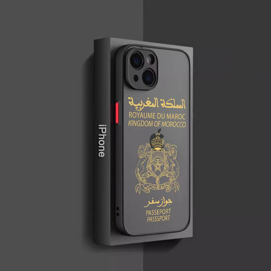 Potdemiel Handyhülle im Marokko Reisepass Design für iPhone 11 12 13 14 Pro Max und weitere Modelle, transparent matt - Bild 1