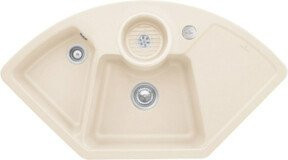Villeroy & Boch Eckspüle Solo mit Ablagegarnitur und Exzenter in Ivory CeramicPlus Beige - Bild 1