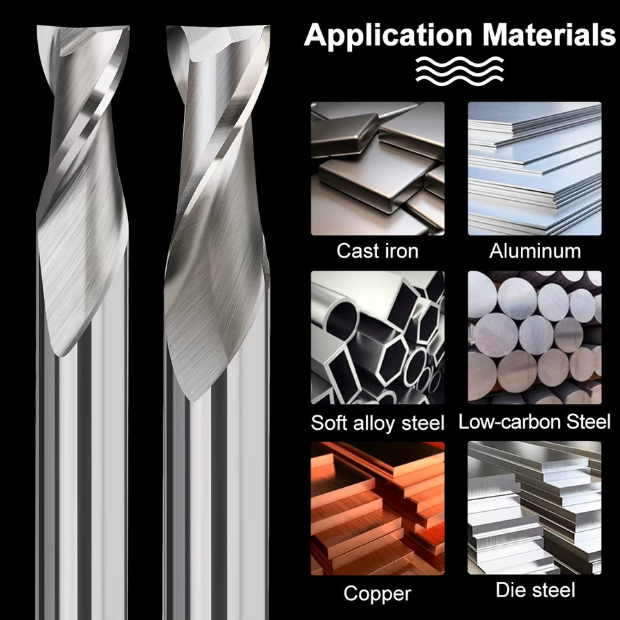 CMCP HSS Schaftfräser mit 2 Schneiden für CNC-Metallbearbeitung, Farbe: Silber, Durchmesser: 2 mm bis 12 mm - Bild 3