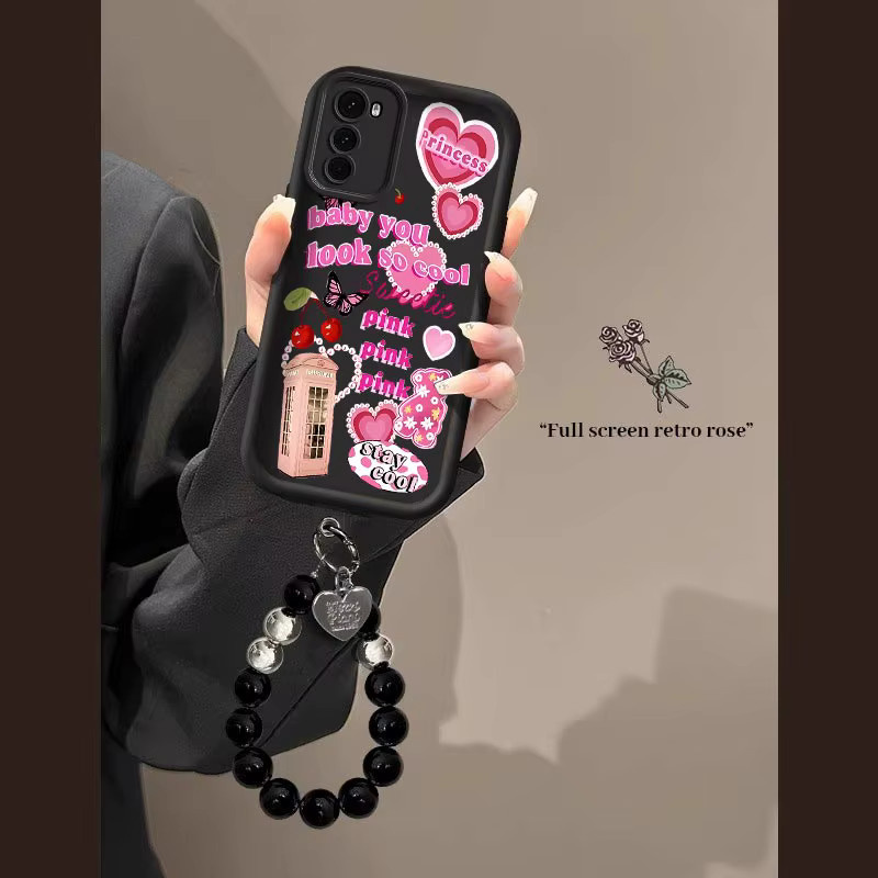 Silikon Handyhülle mit Schmetterlings-Design und Lanyard für Motorola E32, E30, E15, E13, E14, E40, E22i, Moto G60, G60s, G60f, G50, G50 Neo, G50 Pro in Schwarz - Bild 4