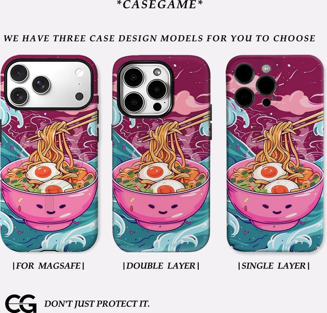 Potdemiel Handyhülle Nudel Schüssel Surf für iPhone 17 16 15 14 13 Pro Max Plus Multicolor mit doppelschichtiger Rückseite - Bild 1