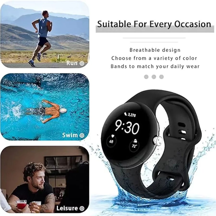 Mptionx Uhrenarmband Silikon, Schwarz, Google Pixel Watch 2, Unisex - Bild 3