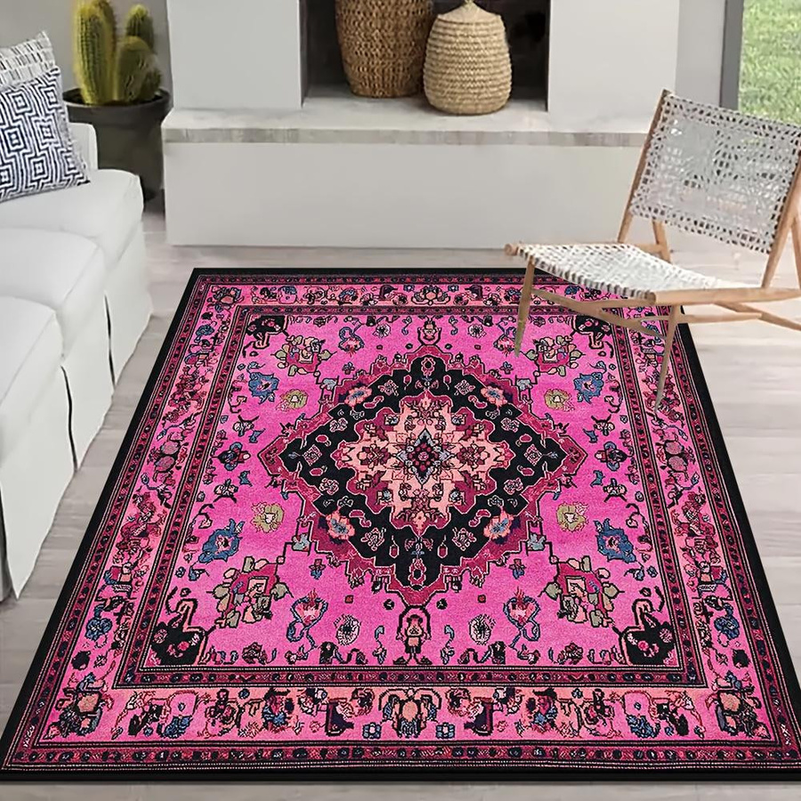 LjqFourteen Bohemian Retro Teppich aus Polyester, Maschinenwaschbar, B/T: 60 x 40 cm - Bild 2