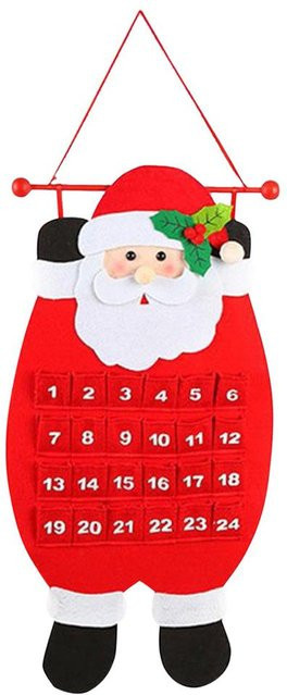 CosyHome Adventskalender aus Filz als Wandbehang mit Weihnachtsmann Motiv in Weiß und Rot - Bild 1