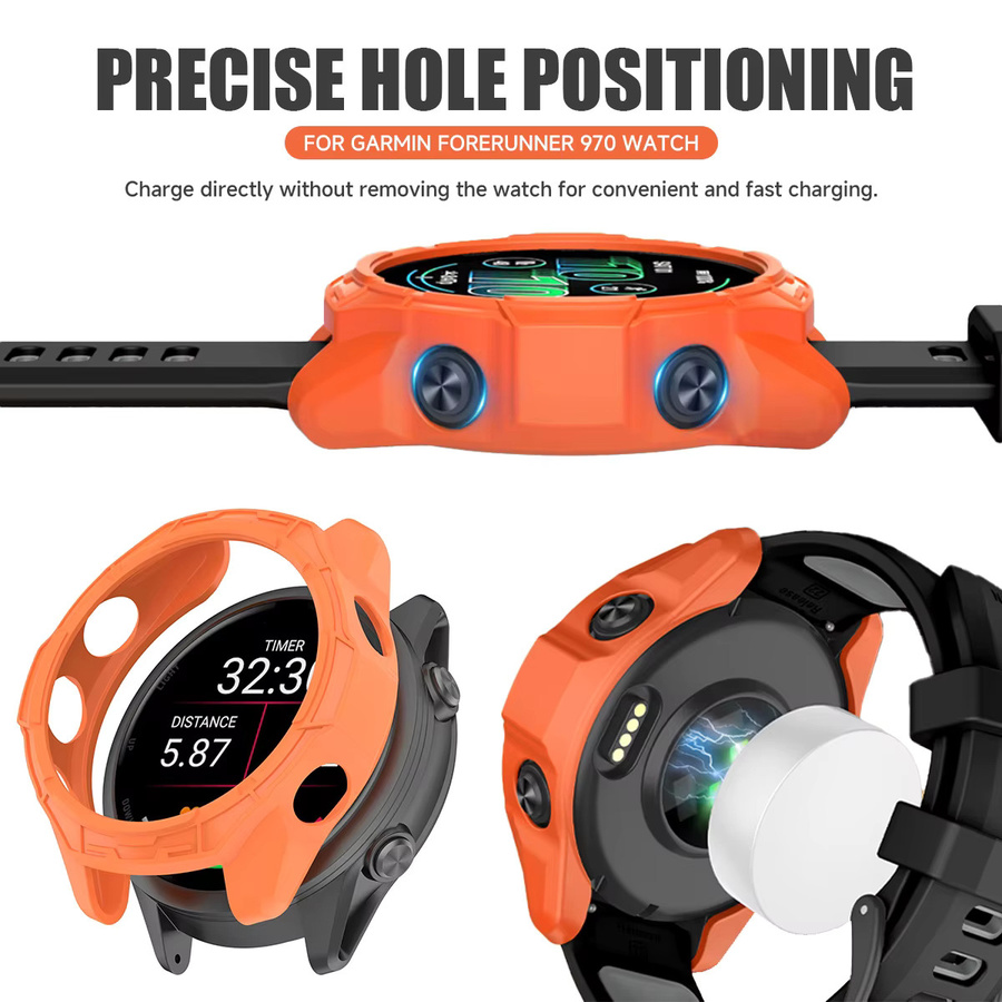 CHIICSMART Schutzhülle für Garmin Forerunner 970, TPU, Orange - Bild 2