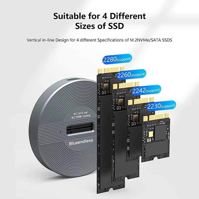 Blueendless Dual-Protokoll M.2 SSD-Gehäuse PCIe NVMe SSD-Dockingstation mit USB-C Typ C in Grau - Bild 4