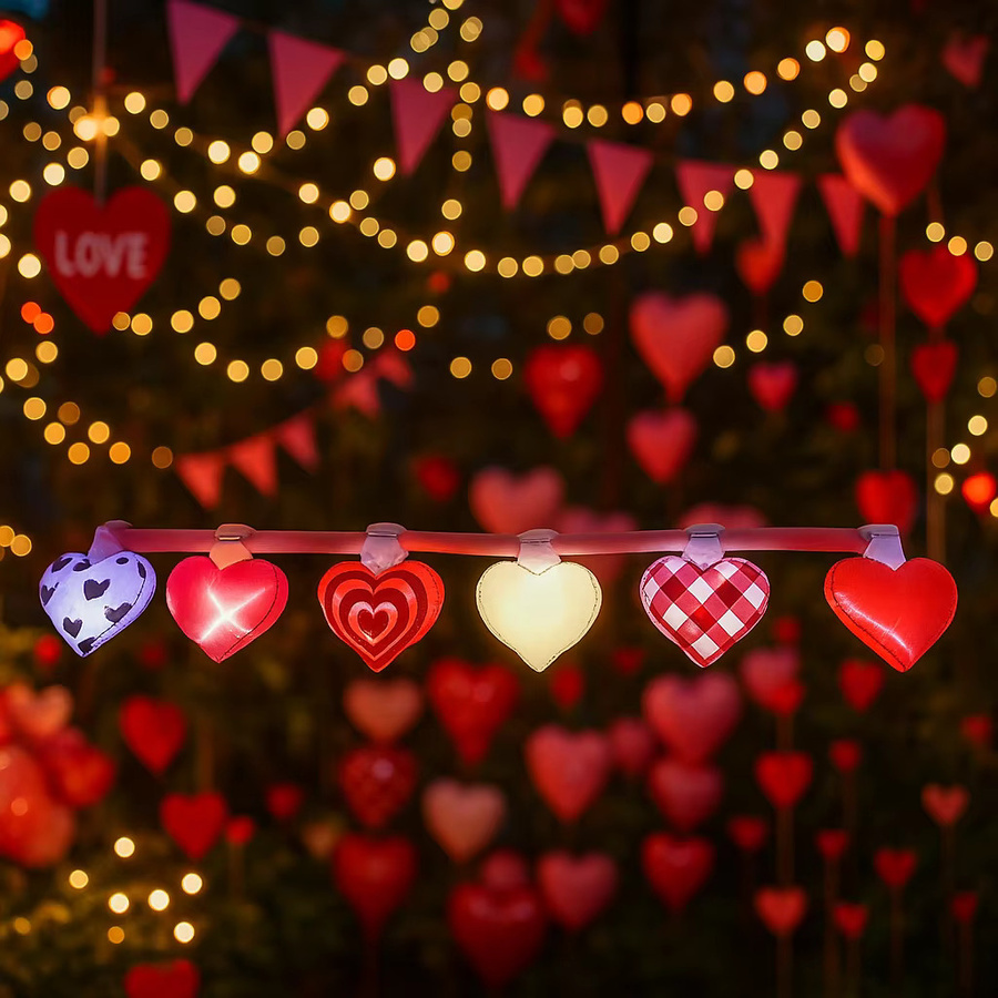 Aufblasbare Valentinstag Outdoor Dekoration mit LED-Lichterkette in Herzform, Rot/Mehrfarbig, 4,5 m Höhe - Bild 2