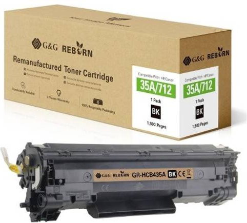 G&G Toner Cartridge Schwarz kompatibel mit HP und Canon 35A 712, Remanufactured, 1500 Seiten - Bild 1