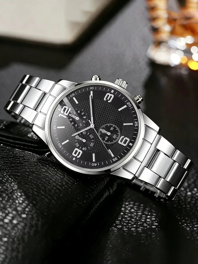 CMK Armbanduhr Quarz, Edelstahl, Schwarz, Herren - Bild 3