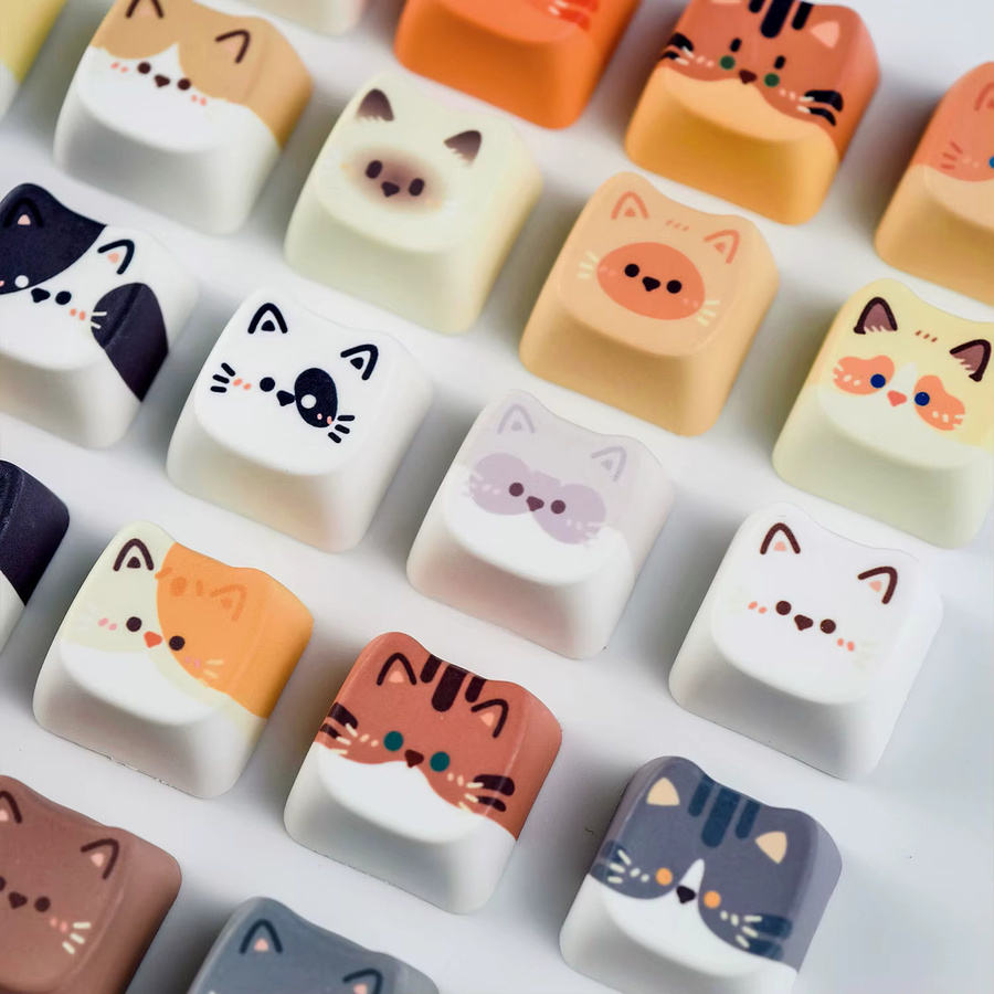 MAIMOOO Niedliche Katzen- und Hunde-Tastenkappen aus PBT im MAO-Profil für mechanische Tastaturen, 5/25 Tasten, Mehrfarbig - Bild 3