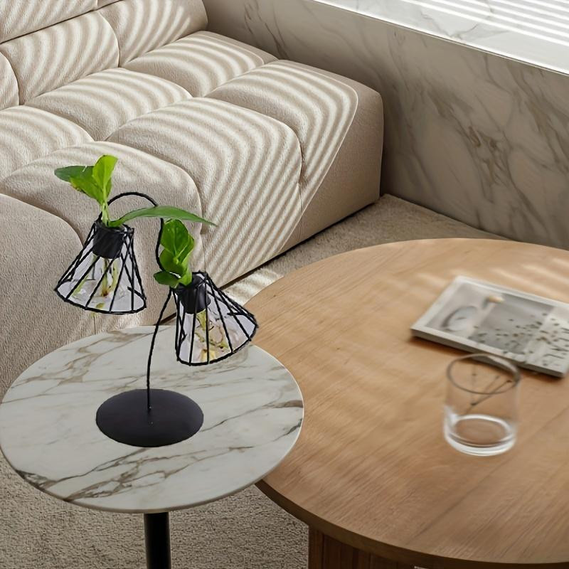 SZ-Damai Transparente Glasvase für Trockenblumen und Hydrokultur aus Glas und Eisen zur Tischdekoration - Bild 3