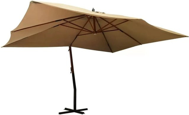 DELUKE Ampelschirm ROOT Rechteckig Taupe mit UV-Schutz, 360 Grad drehbar und kippbar, B/T/H: 400 x 300 x 283 cm - Bild 1