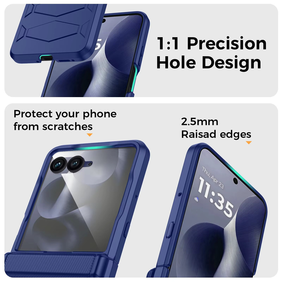 Stoßfeste Schutzhülle für Motorola MOTO Razr 50/60 mit Scharnierschutz und rutschfester Textur in Blau - Bild 2