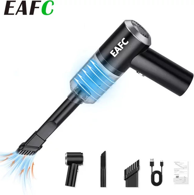 EAFC Kabelloser Mini-Staubsauger in Schwarz für Zuhause und Auto mit USB-Aufladung - Bild 1