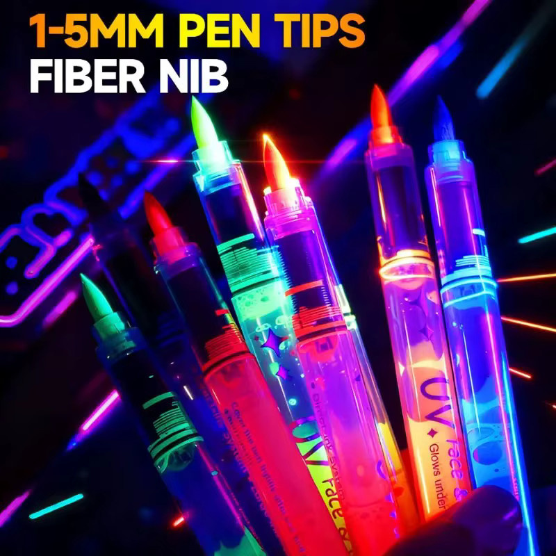 Haile Fluoreszierende Marker Set, 8 Stück bunte Leuchtstifte für kreative Gesichtsbemalung und Kinder - Bild 5