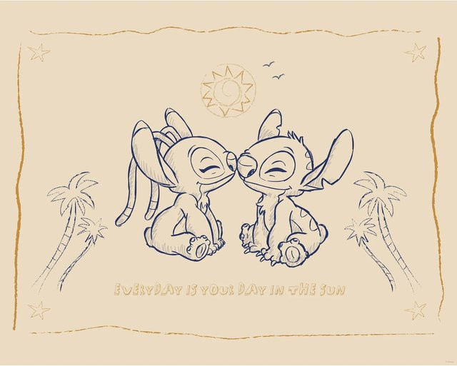 Komar Disney Lilo and Stitch Wandbild Your Day in the Sun, Multicolor, Breite: 50 cm, Höhe: 40 cm - Bild 1