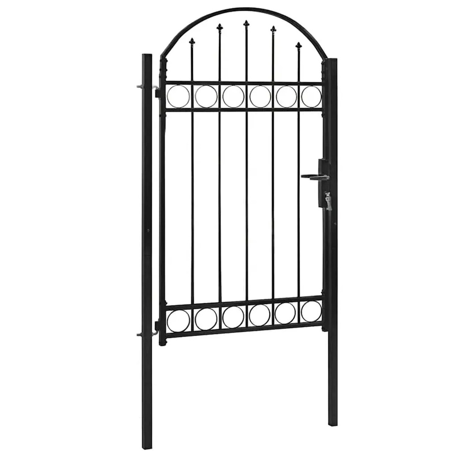 vidaXL Zauntor aus Stahl mit gewölbter Oberseite, Schwarz, B: 100 cm, H: 175 cm - Bild 2