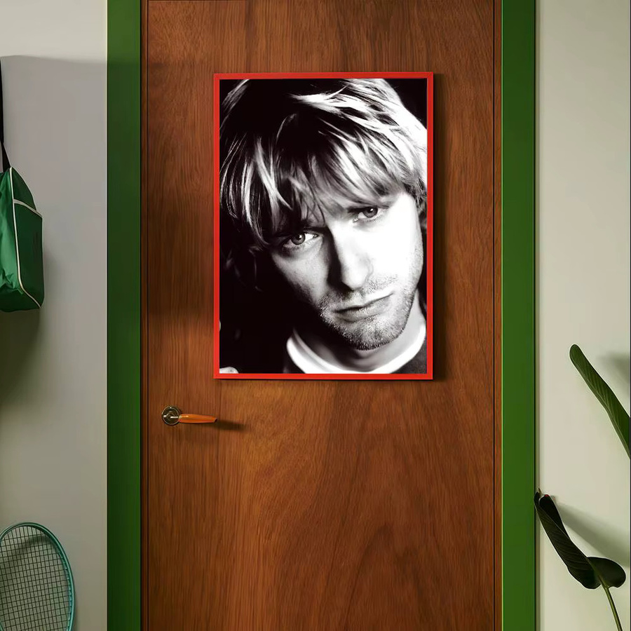Retro Anime Poster Kurt Cobain Portrait Wandkunst in Schwarz-Weiß für dein Zuhause - Bild 4