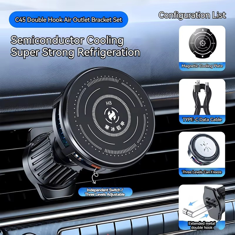 TONGDAYTECH Magnetischer Auto-Lüftungshalter mit Halbleiterkühlung und Metall-Telefonhalterung zur Wärmeableitung, kompatibel mit iPhone 17 16, Samsung und Xiaomi - Bild 5