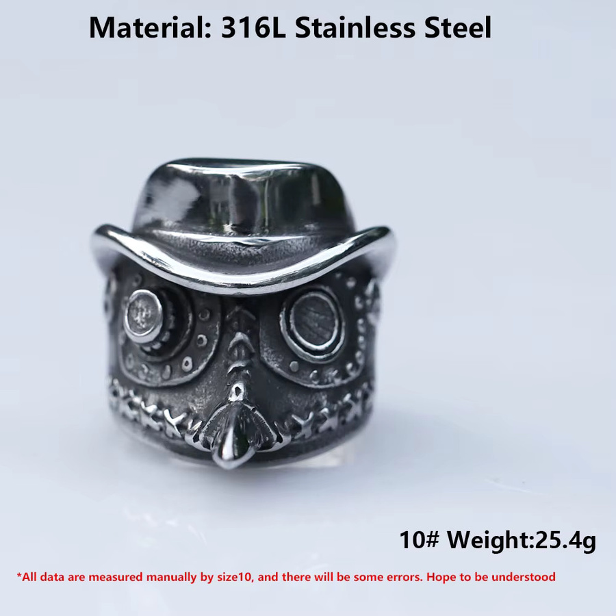 Ring Edelstahl, Steampunk, Pest Arzt, Herren - Bild 3