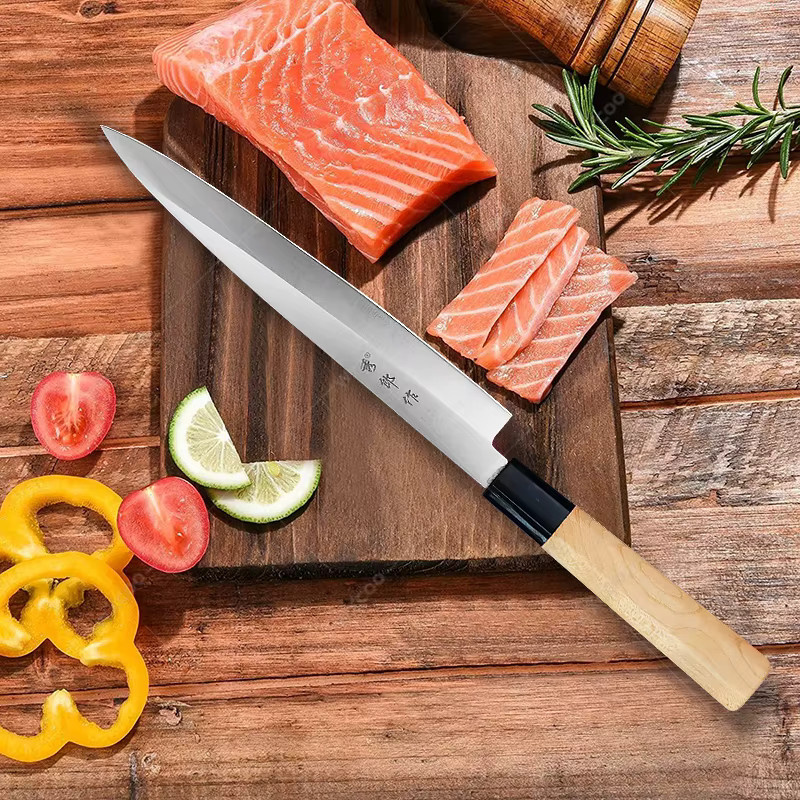 WXCOO Profi-Küchenmesser für Sashimi und Sushi aus Silber mit Holzgriff für Fisch und Rohfleisch - Bild 3