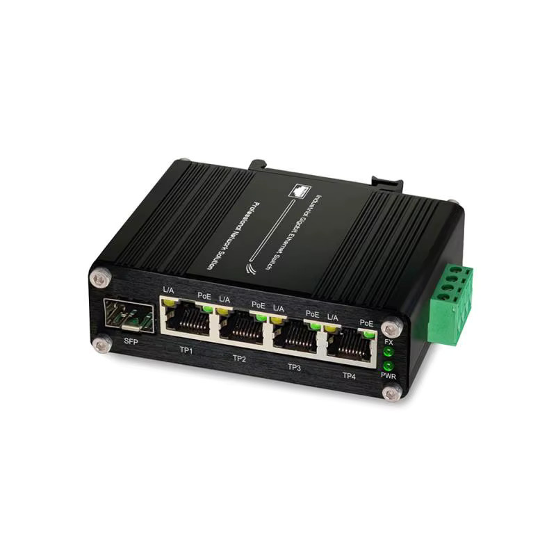 Fanakm Industrieller 4-Port Gigabit Solar PoE Switch in Schwarz mit SFP Uplink und IEEE 802.3af/at@120W Unterstützung - Bild 4