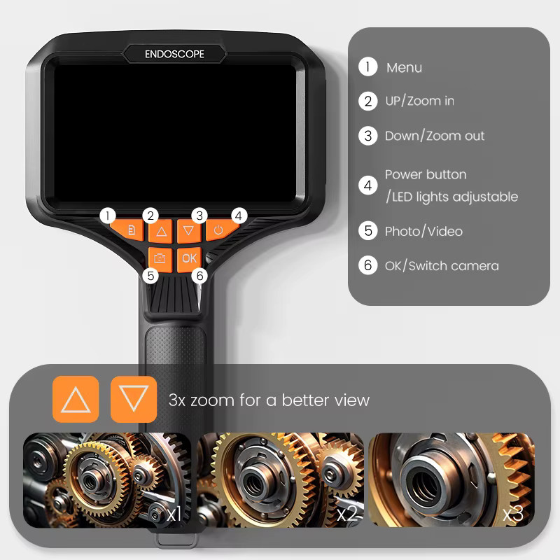 ENWOR Handendoskop mit 5 Zoll IPS-Bildschirm, HD1080P Video-Autofokus-Kamera und USB-Sonde für die Rohrinspektion in Schwarz - Bild 6