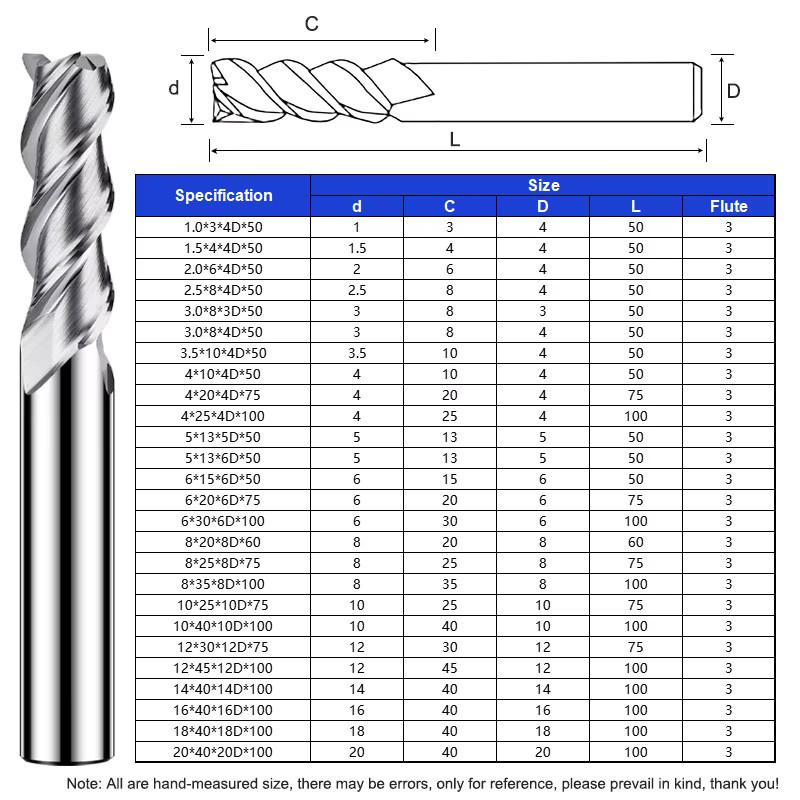 Shazam hrc65 3-Flöten-Wolframstahlkarbid Schaftfräser für Aluminium-Flachfräser CNC-Bearbeitungszentrum in Silber - Bild 2