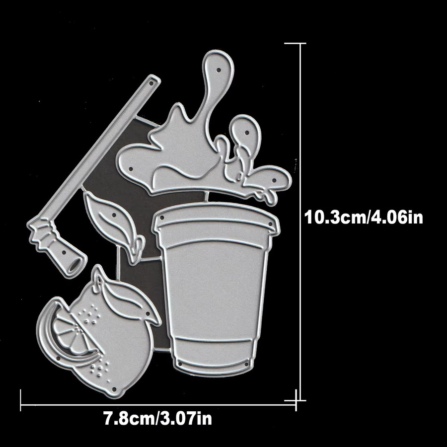 Metall Stanzform Lemon Tee Motiv für Scrapbooking und Prägung in Silber - Bild 2