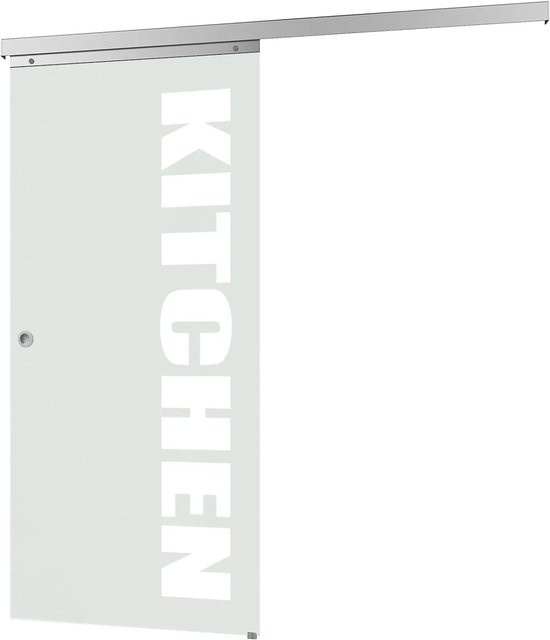 inova Glasschiebetür Kitchen Komplettset mit Griffmuschel und 2-seitigem Softclose, Glas transparent, Silber matt, B: 75,5 cm, H: 203,5 cm - Bild 1