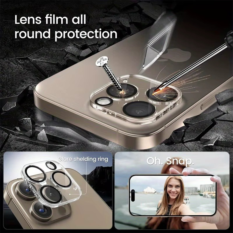 3er-Pack Privacy Panzerglas Display-Schutz mit 3 Kameraschutzfolien für iPhone 11 12 13 14 15 16 17 Pro Max Air in Transparent - Bild 3