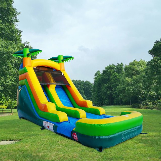 Ejia Wasserrutsche mit Pool-Bounce-Haus, mit Gebläse, Bunt / Mehrfarbig - Bild 1
