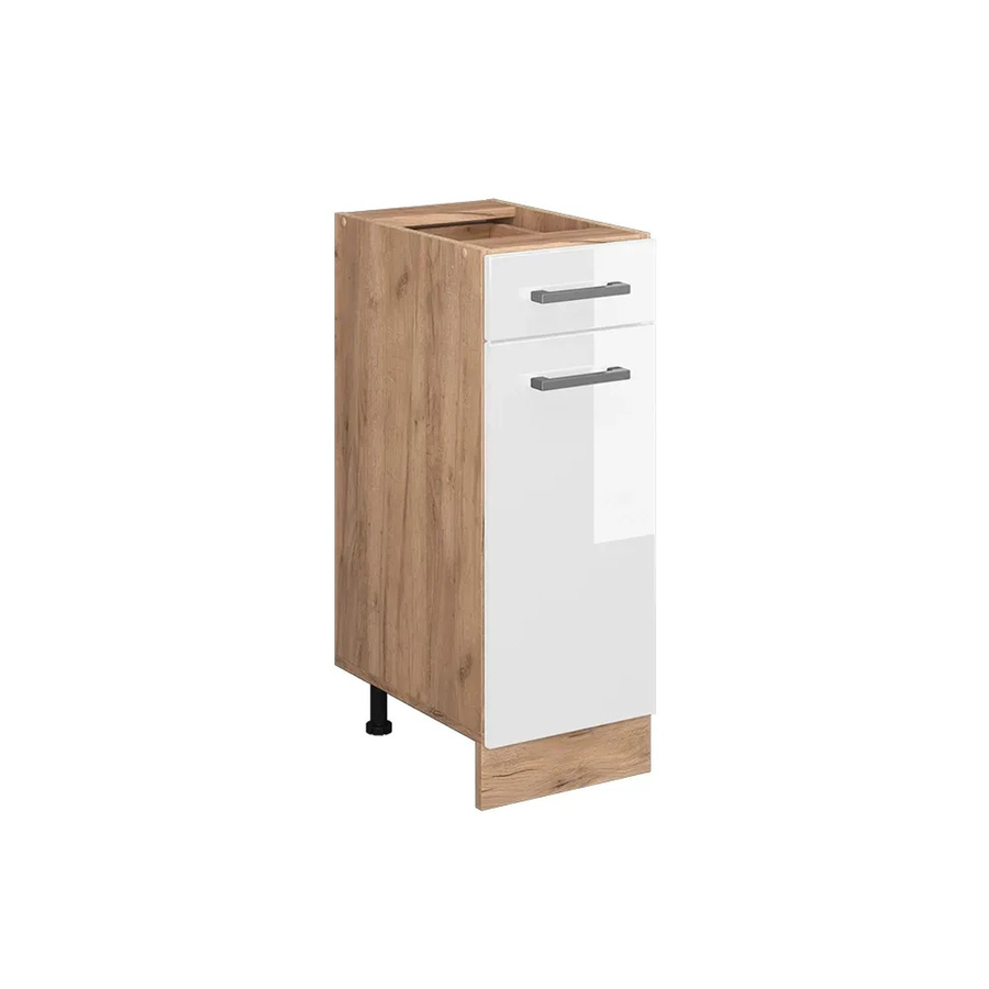 Vicco Küchenunterschrank R-Line Weiß Hochglanz und Goldkraft Eiche Breite: 30 cm ohne Arbeitsplatte - Bild 2