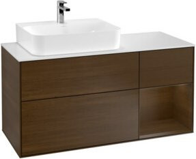 V&B Finion Waschtischunterschrank mit LED-Beleuchtung und Regalelement in Weiß, Breite: 120 cm - Bild 1