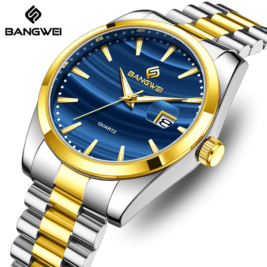 BANGWEI Armbanduhr, Quarz, Edelstahl, Blau, Herren - Bild 6